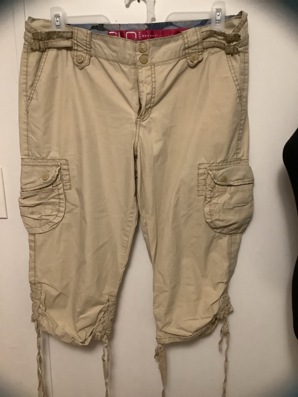 GLO Jeans Beige Pants with Pink Waistband Detail